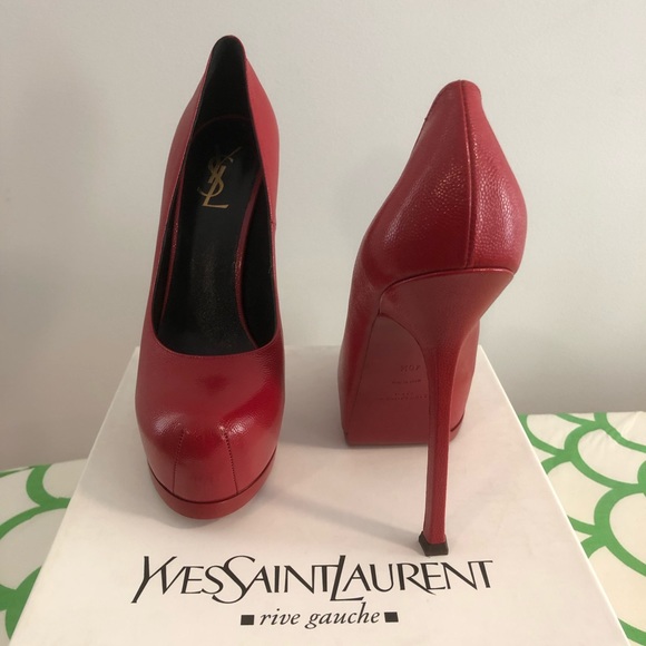 Yves Saint Laurent Shoes - Yves Saint Laurent Red Napa Pumps
